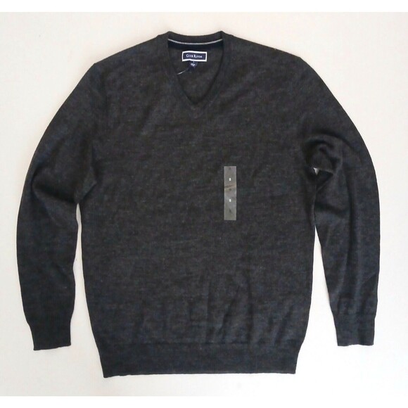 NWT $75 Club Room Men's V Neck Sweater Charcoal Gray Merino Wool Blend Sz S - Picture 8 of 9